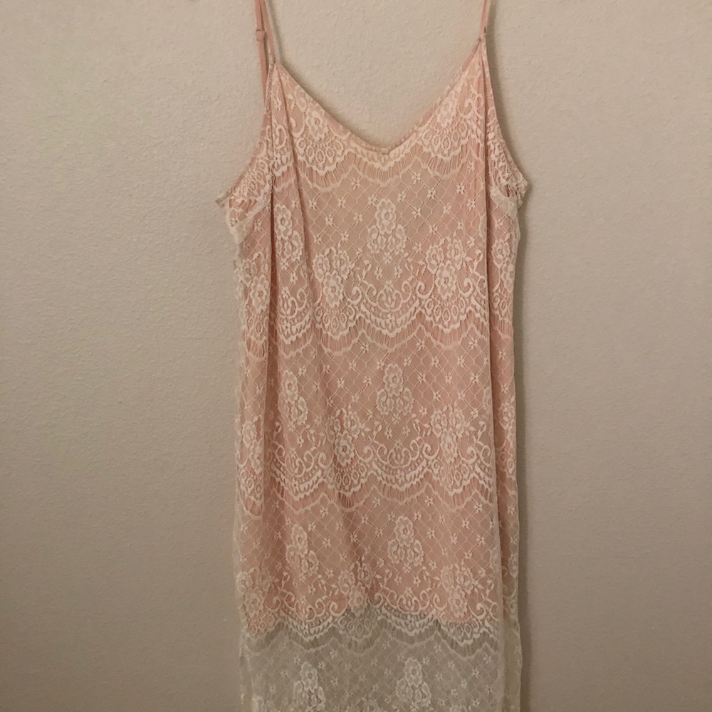 Blush toned midi cocktail dress